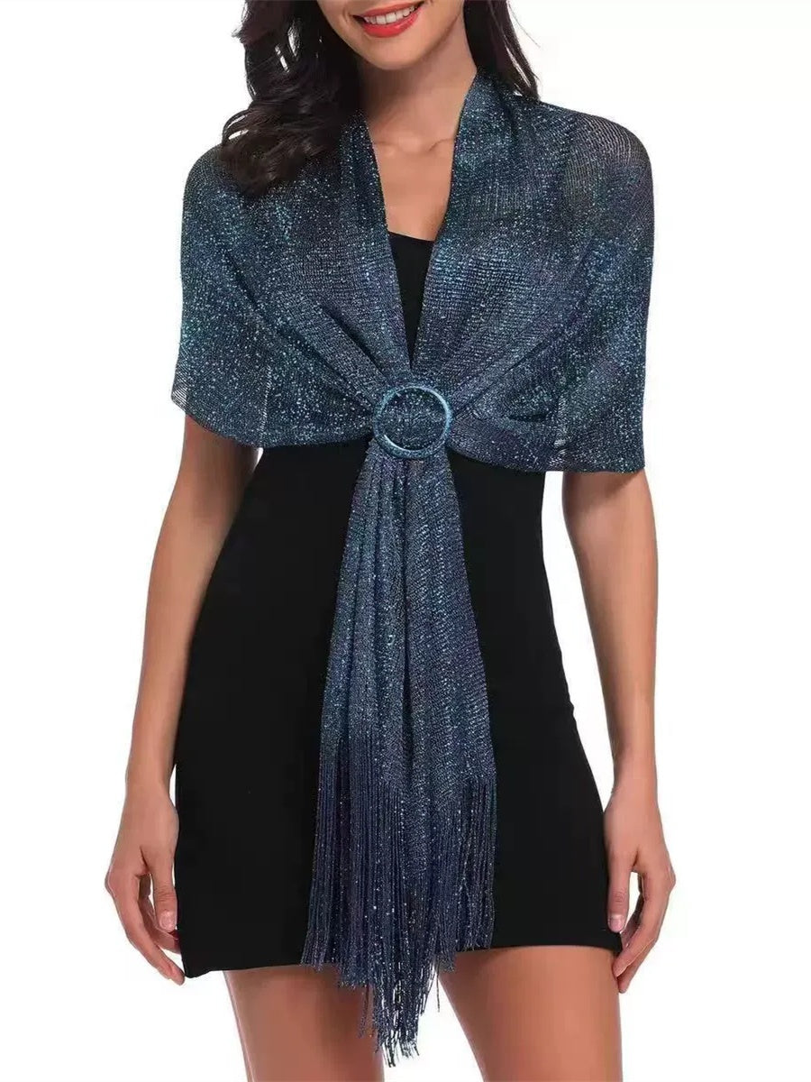 （170cm*45cm)Glamorous Metallic Shawls with Tassel Wedding Guest Wraps