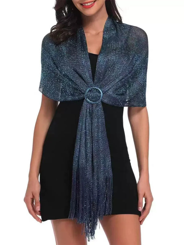 （170cm*45cm)Glamorous Metallic Shawls with Tassel Wedding Guest Wraps