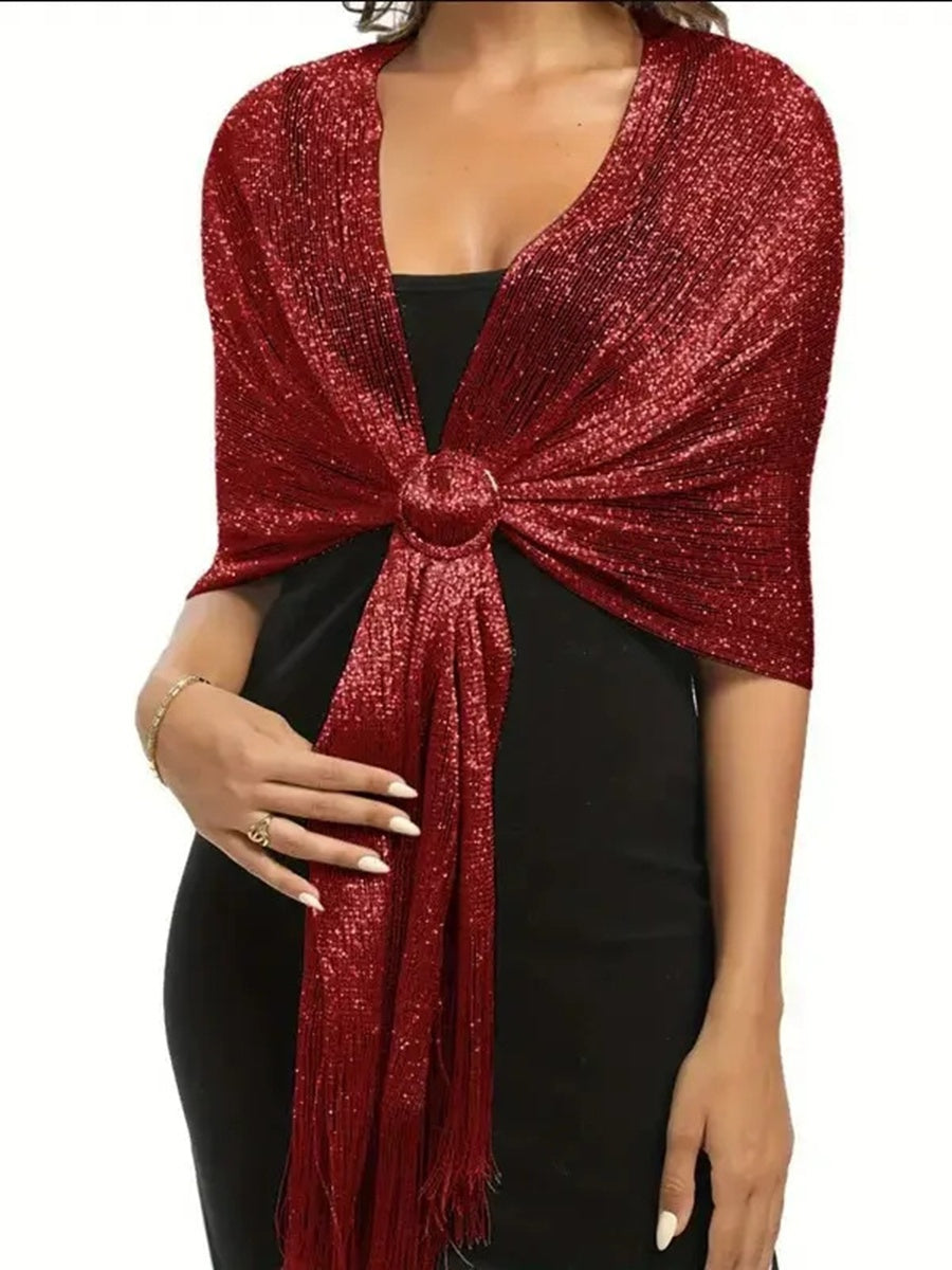 （170cm*45cm)Glamorous Metallic Shawls with Tassel Wedding Guest Wraps