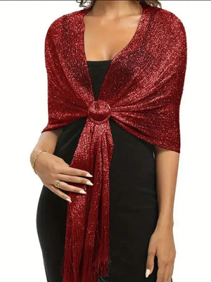 （170cm*45cm)Glamorous Metallic Shawls with Tassel Wedding Guest Wraps