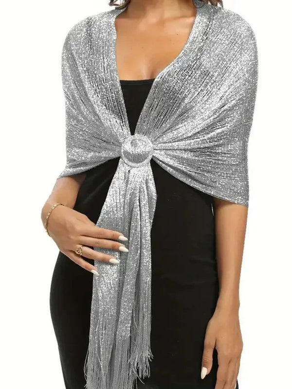 （170cm*45cm)Glamorous Metallic Shawls with Tassel Wedding Guest Wraps