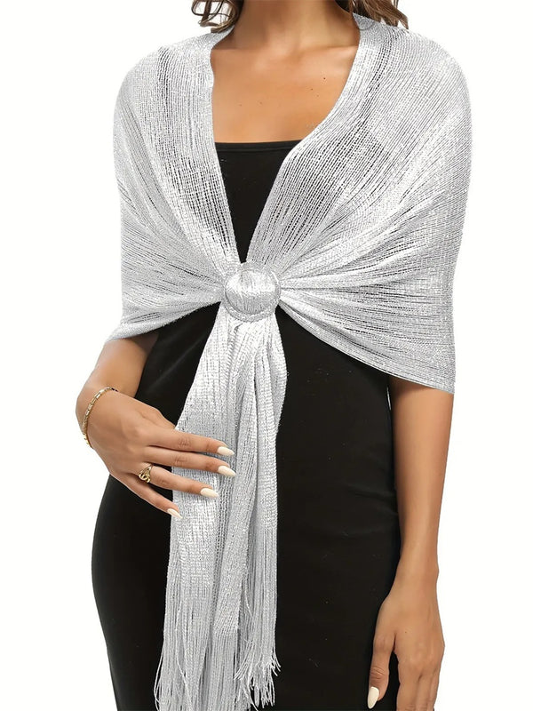 （170cm*45cm)Glamorous Metallic Shawls with Tassel Wedding Guest Wraps