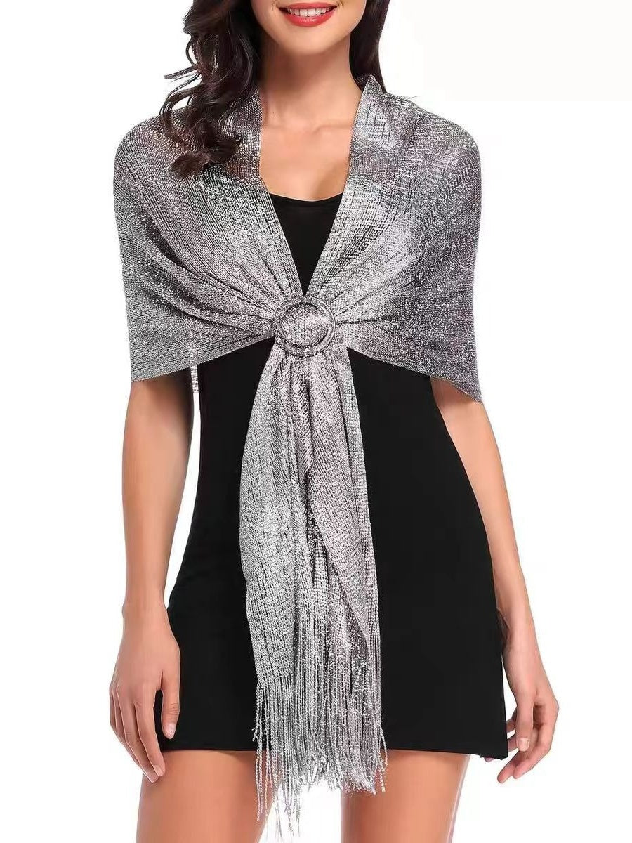 （170cm*45cm)Glamorous Metallic Shawls with Tassel Wedding Guest Wraps