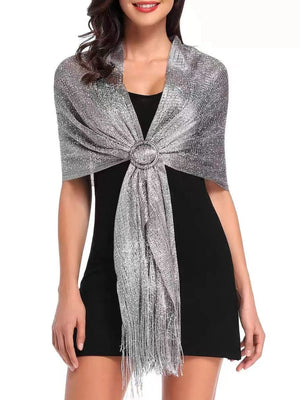 （170cm*45cm)Glamorous Metallic Shawls with Tassel Wedding Guest Wraps