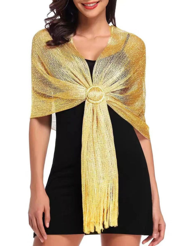 （170cm*45cm)Glamorous Metallic Shawls with Tassel Wedding Guest Wraps