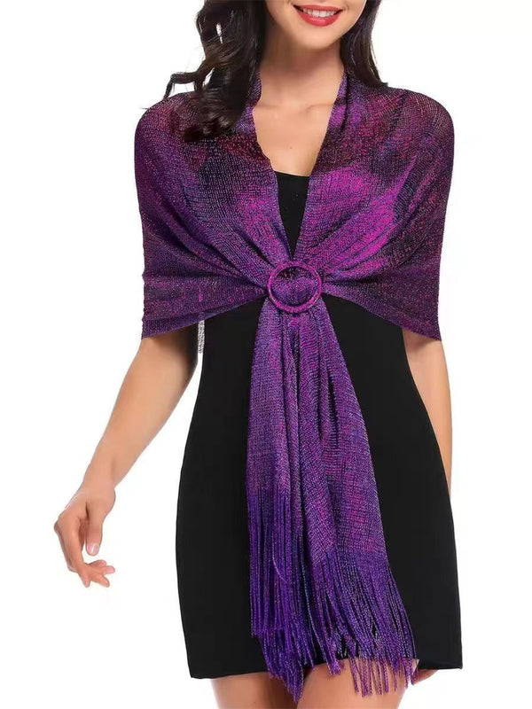 （170cm*45cm)Glamorous Metallic Shawls with Tassel Wedding Guest Wraps