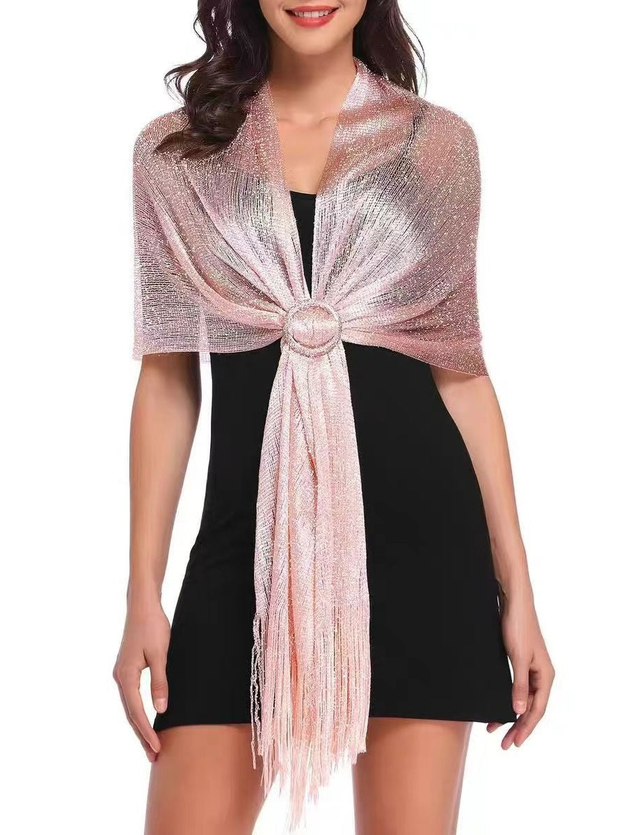 （170cm*45cm)Glamorous Metallic Shawls with Tassel Wedding Guest Wraps