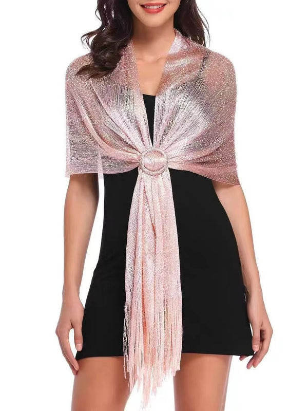 （170cm*45cm)Glamorous Metallic Shawls with Tassel Wedding Guest Wraps
