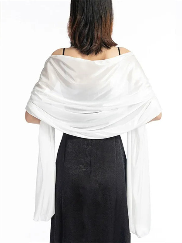 Women's Imitation Silk Sheer Scarf Cape Solid Color Long Shawl Wrap