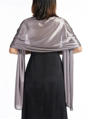 Women's Imitation Silk Sheer Scarf Cape Solid Color Long Shawl Wrap