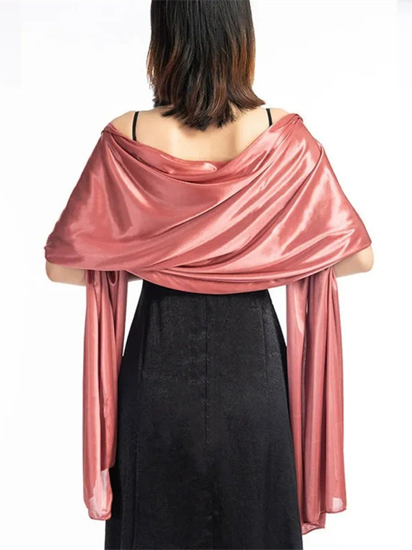 Women's Imitation Silk Sheer Scarf Cape Solid Color Long Shawl Wrap