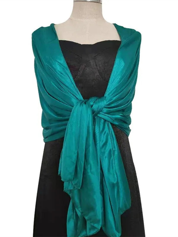 Women's Imitation Silk Sheer Scarf Cape Solid Color Long Shawl Wrap