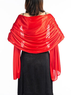Women's Imitation Silk Sheer Scarf Cape Solid Color Long Shawl Wrap