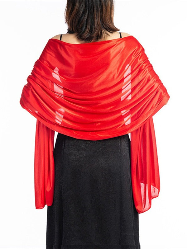 Women's Imitation Silk Sheer Scarf Cape Solid Color Long Shawl Wrap
