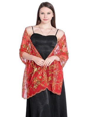 Women's Lace Sequined Elegant Cape with Appliques