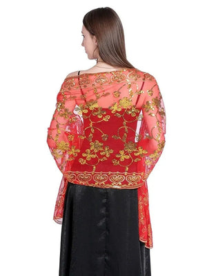 Women's Lace Sequined Elegant Cape with Appliques