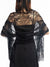 Women's Solid Colored Fringed Scarf Cape with Floral Cut-out