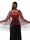 Women's Solid Colored Fringed Scarf Cape with Floral Cut-out