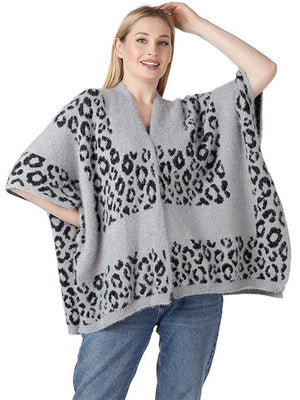 Women's Warm Solid Colored Luxury Daily Knit Printed Floral Cape Shawl