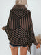 Women's Vintage Striped Knitted Chic Shawl Cape with Fur & Tassels