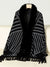 Women's Vintage Striped Knitted Chic Shawl Cape with Fur & Tassels