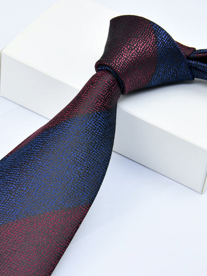 Men's Wine Red Printed Stripe Classic Tie