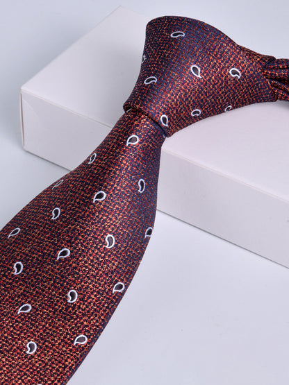 Men's Wine Red Printed Stripe Classic Tie