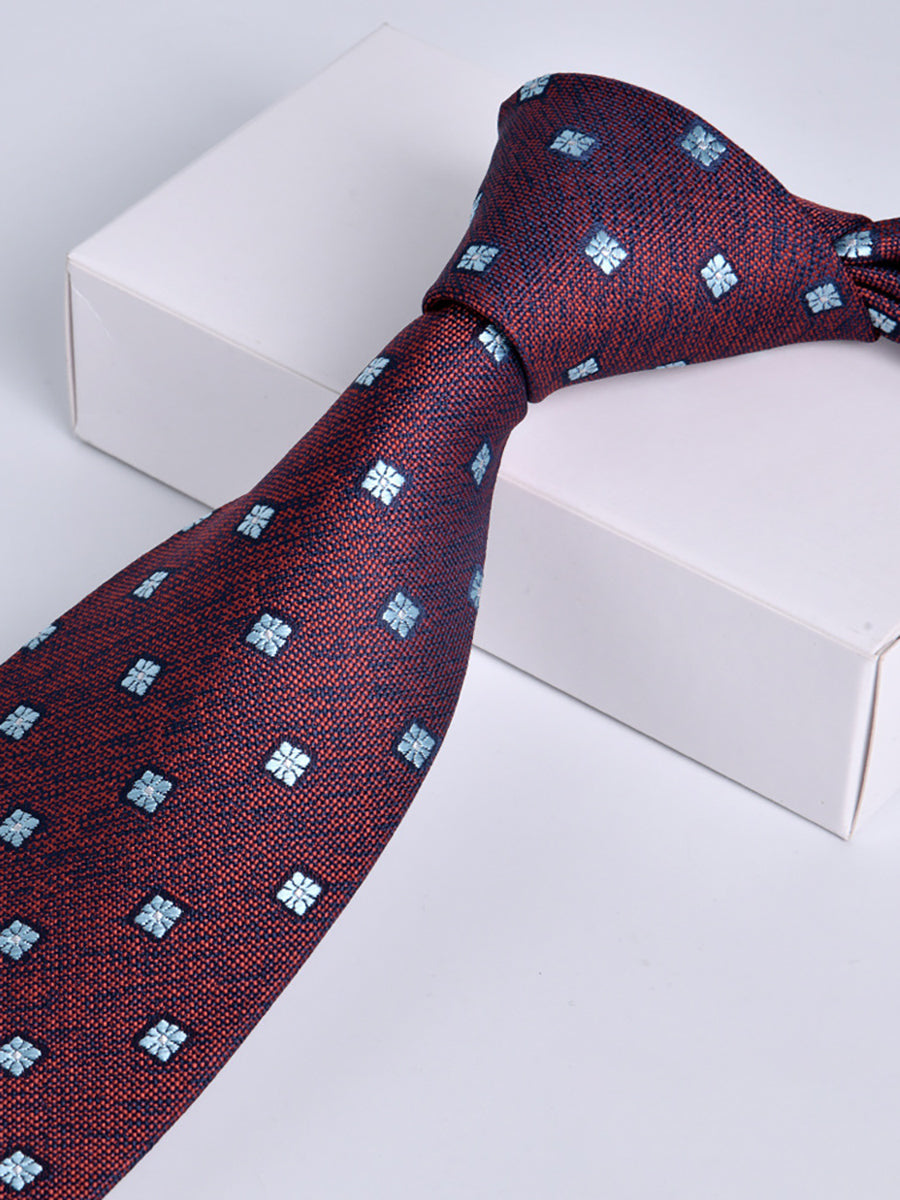 Men's Wine Red Printed Stripe Classic Tie