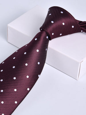 Men's Wine Red Printed Stripe Classic Tie