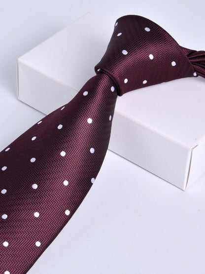 Men's Wine Red Printed Stripe Classic Tie