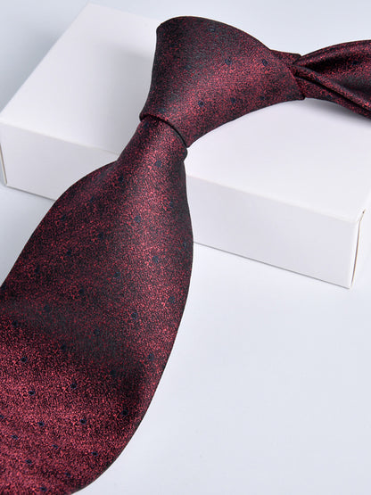 Men's Wine Red Printed Stripe Classic Tie