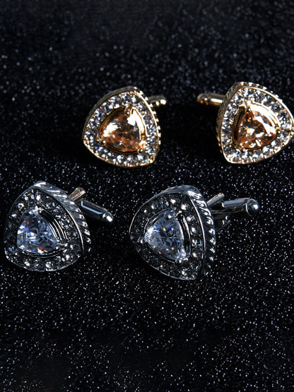 Men's Sparkling 2Pcs Geometric Cufflinks with Rhinestones