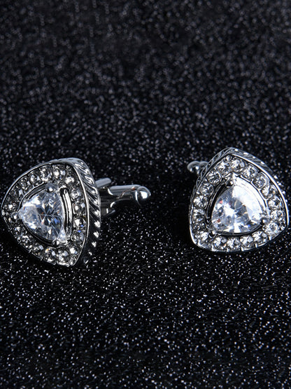 Men's Sparkling 2Pcs Geometric Cufflinks with Rhinestones
