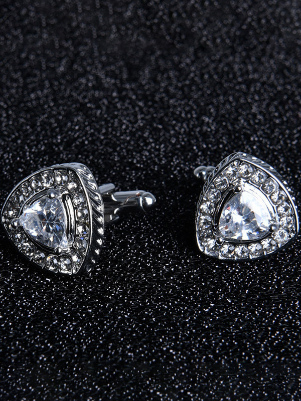 Men's Sparkling 2Pcs Geometric Cufflinks with Rhinestones