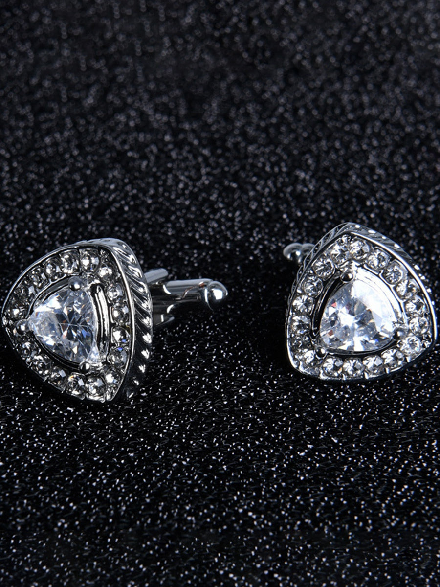 Men's Sparkling 2Pcs Geometric Cufflinks with Rhinestones