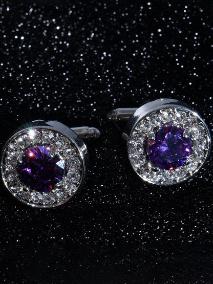 Men's Sparkling 2Pcs Geometric Cufflinks with Rhinestones
