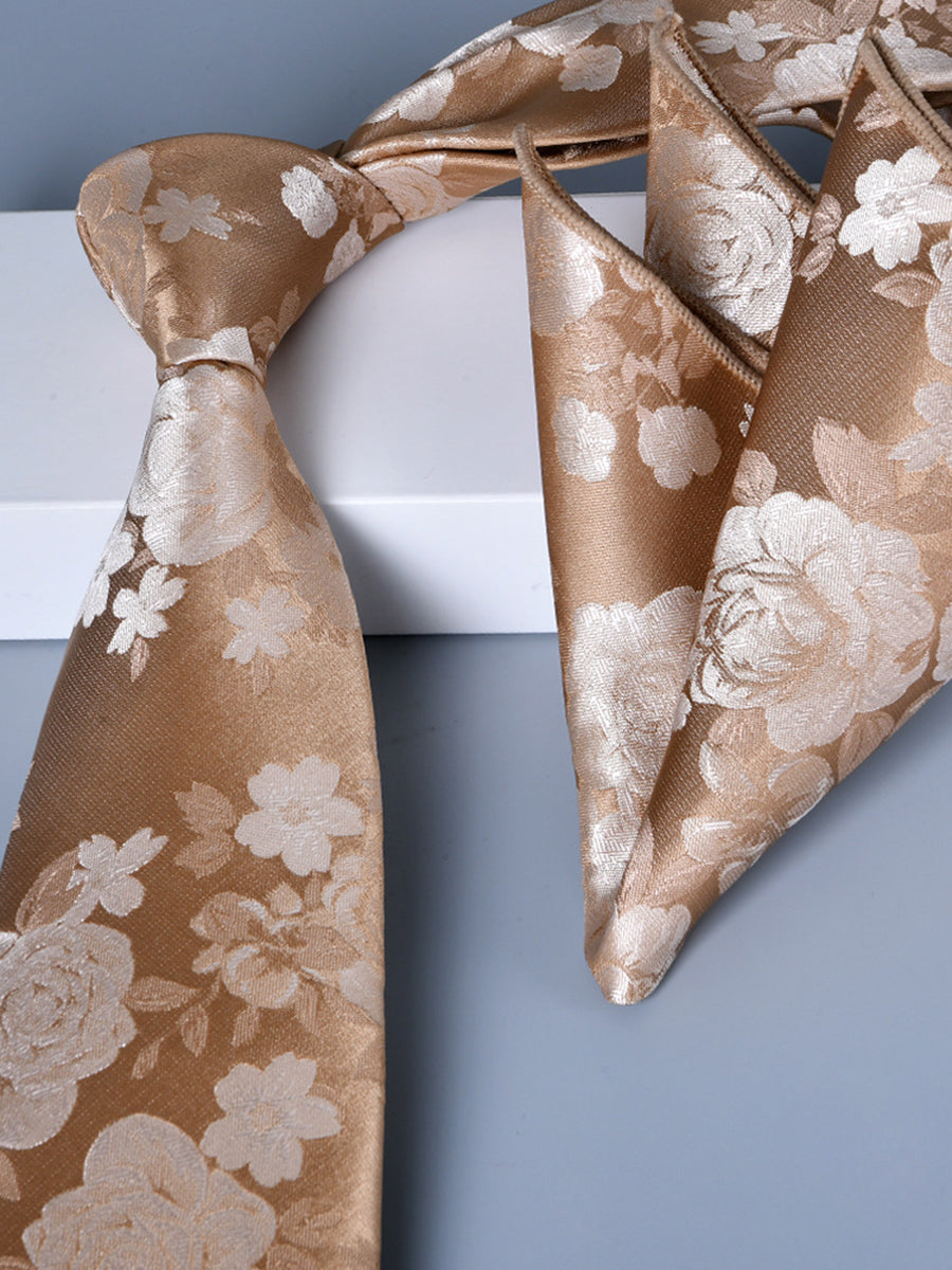 Men's 2 Pics Printed Jacquard Formal Floral Tie