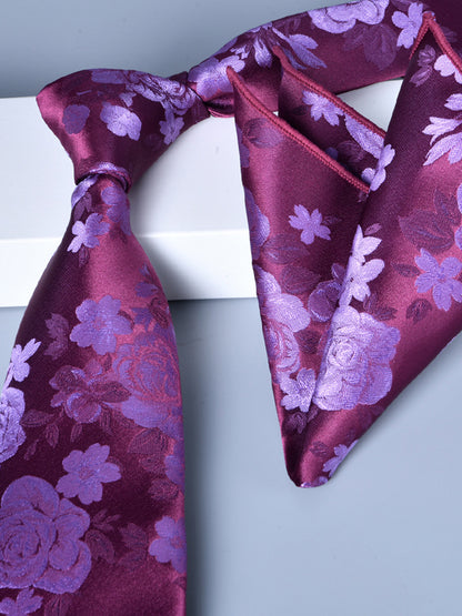 Men's 2 Pics Printed Jacquard Formal Floral Tie