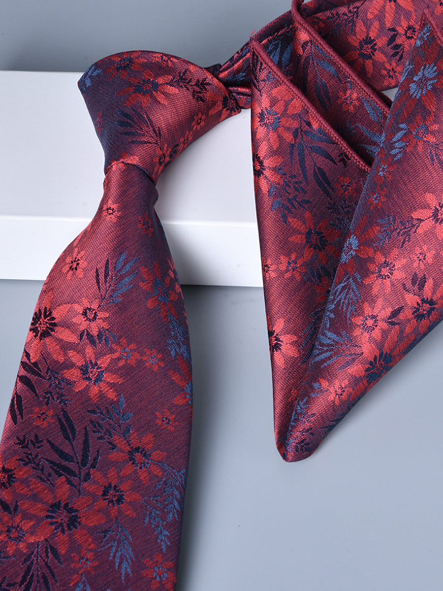 Men's 2 Pics Printed Jacquard Formal Floral Tie