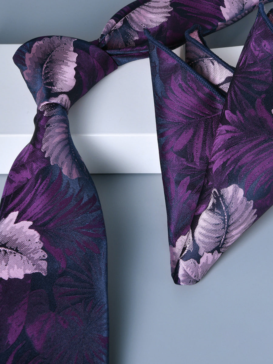 Men's 2 Pics Printed Jacquard Formal Floral Tie