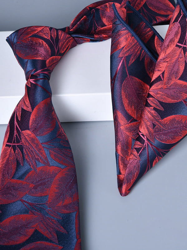 Men's 2 Pics Printed Jacquard Formal Floral Tie