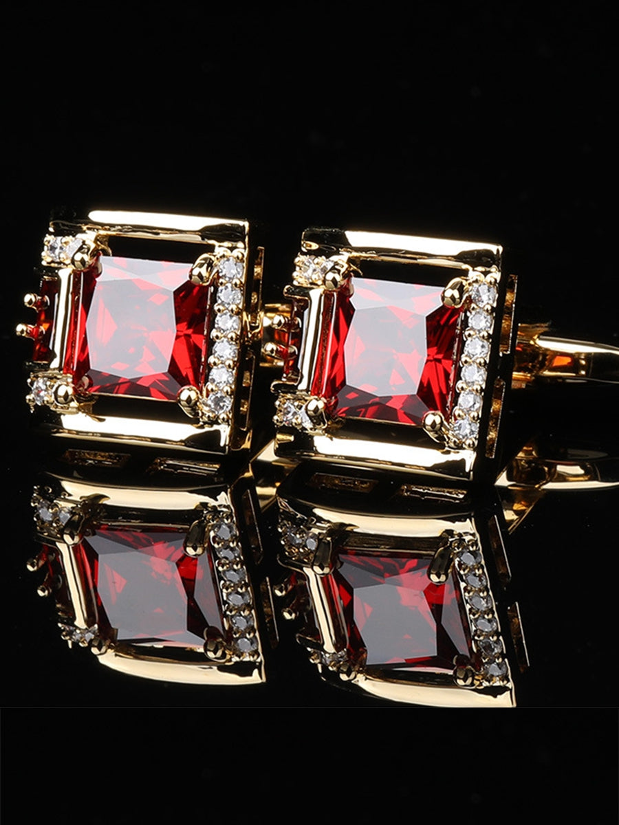 Men's Sparkling 2Pcs Alloy Cufflinks with Floral
