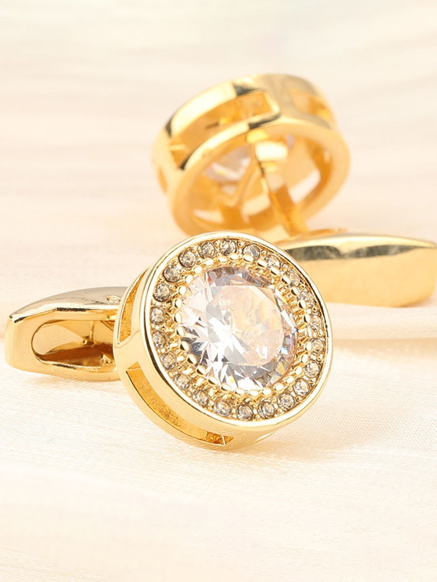 Men's Sparkling 2Pcs Alloy Cufflinks with Floral