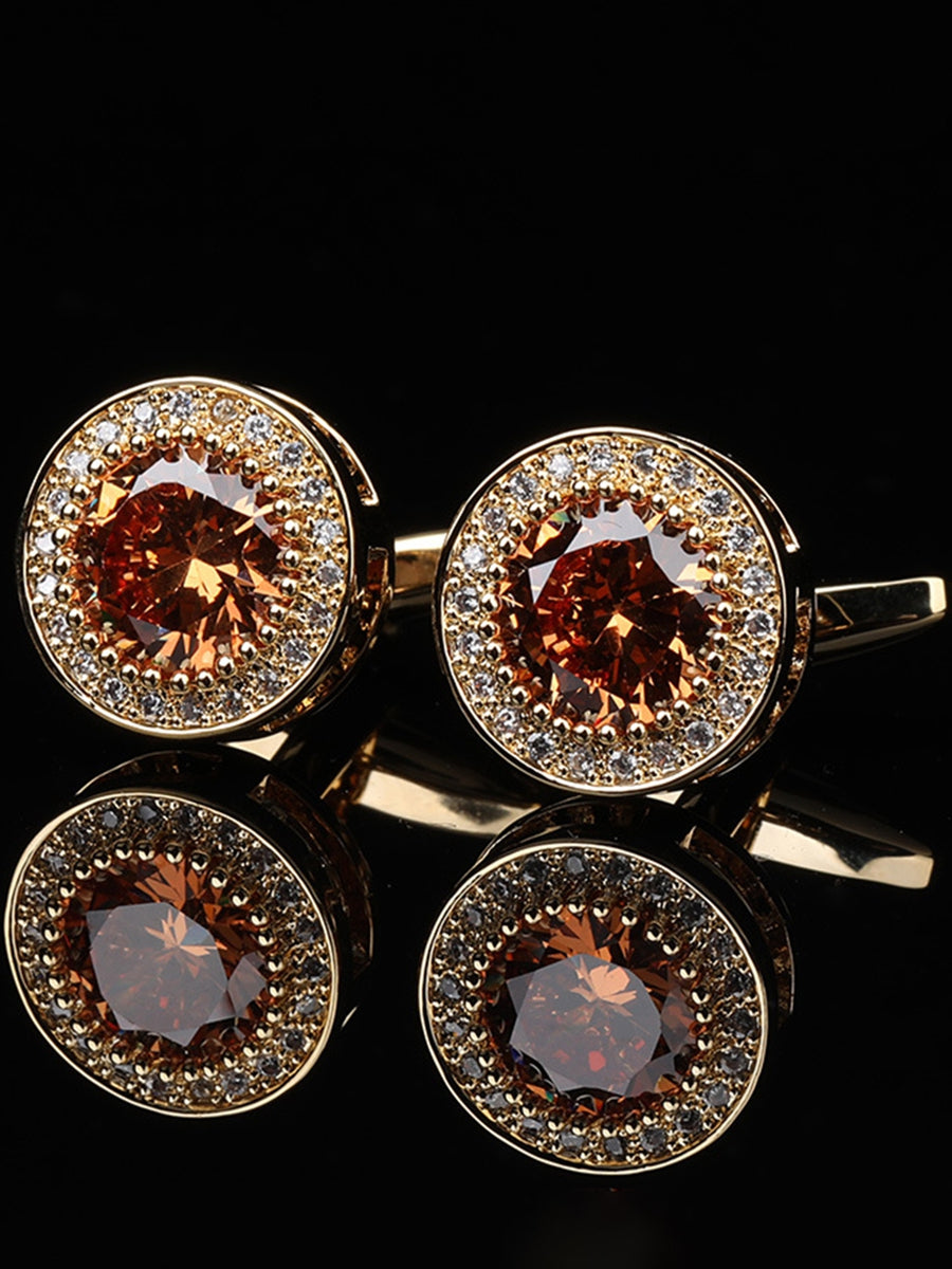 Men's Sparkling 2Pcs Alloy Cufflinks with Floral