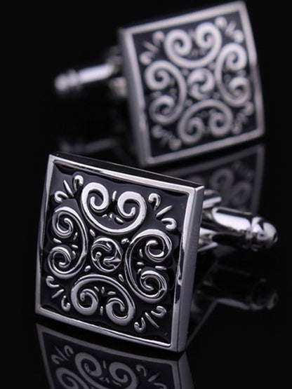 Men's Sparkling 2Pcs Alloy Cufflinks with Floral