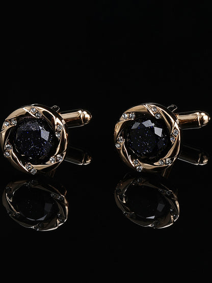 Men's Sparkling 2Pcs Alloy Cufflinks with Floral