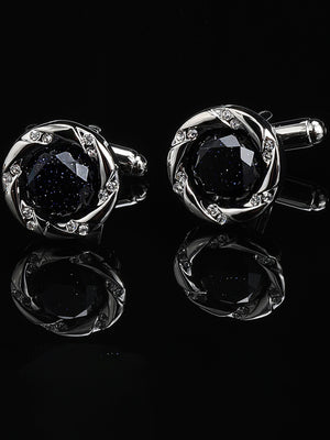Men's Sparkling 2Pcs Alloy Cufflinks with Floral