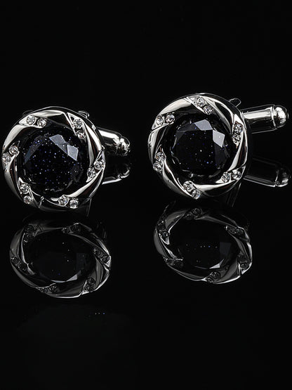 Men's Sparkling 2Pcs Alloy Cufflinks with Floral
