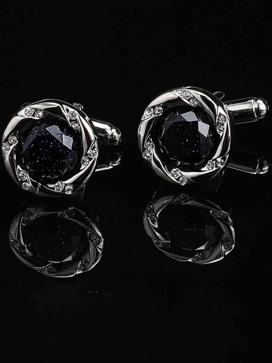 Men's Sparkling 2Pcs Alloy Cufflinks with Floral