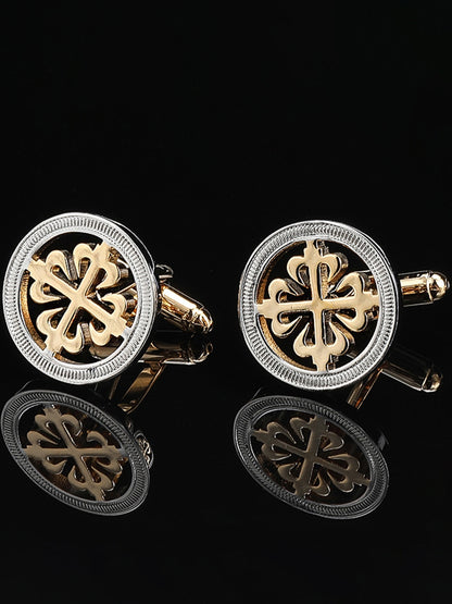 Men's Sparkling 2Pcs Alloy Cufflinks with Floral